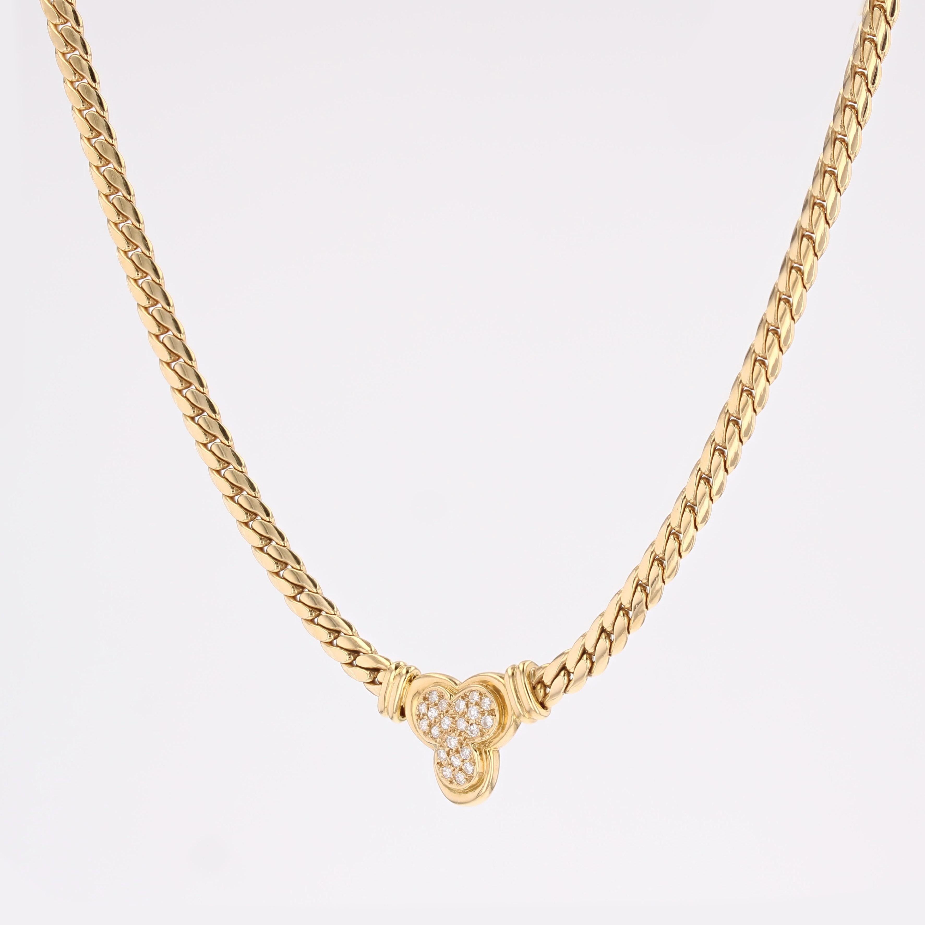 Collier trèfle en or jaune 18 carats avec diamants modernes français Pour femmes en vente