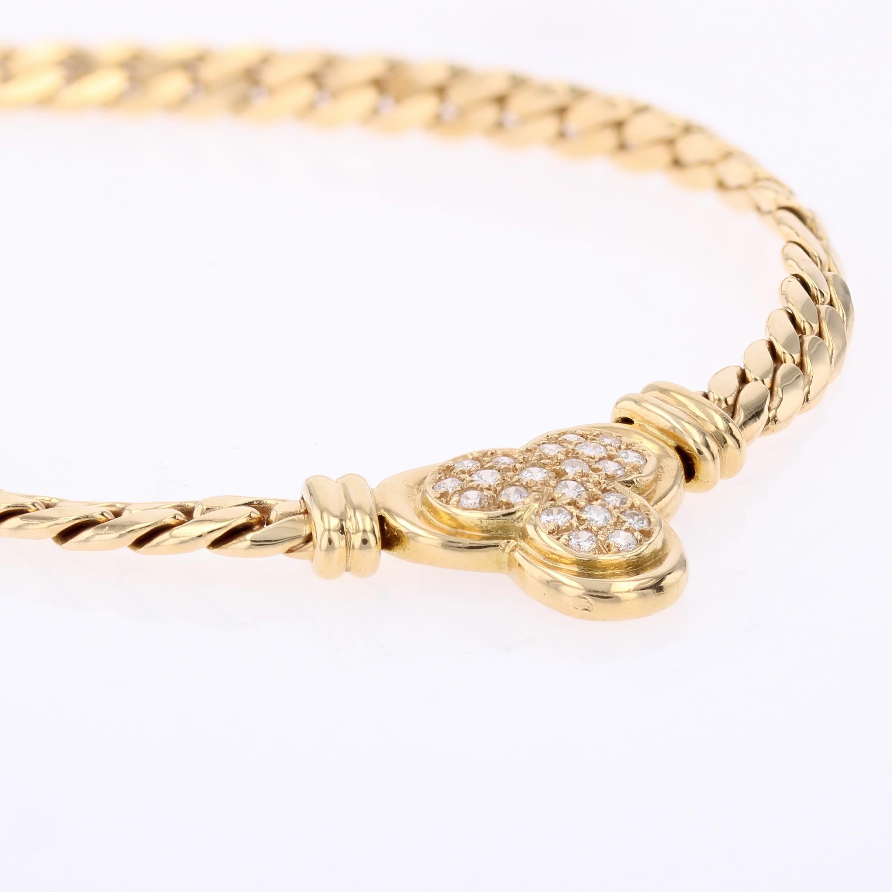 Collier trèfle en or jaune 18 carats avec diamants modernes français en vente 5