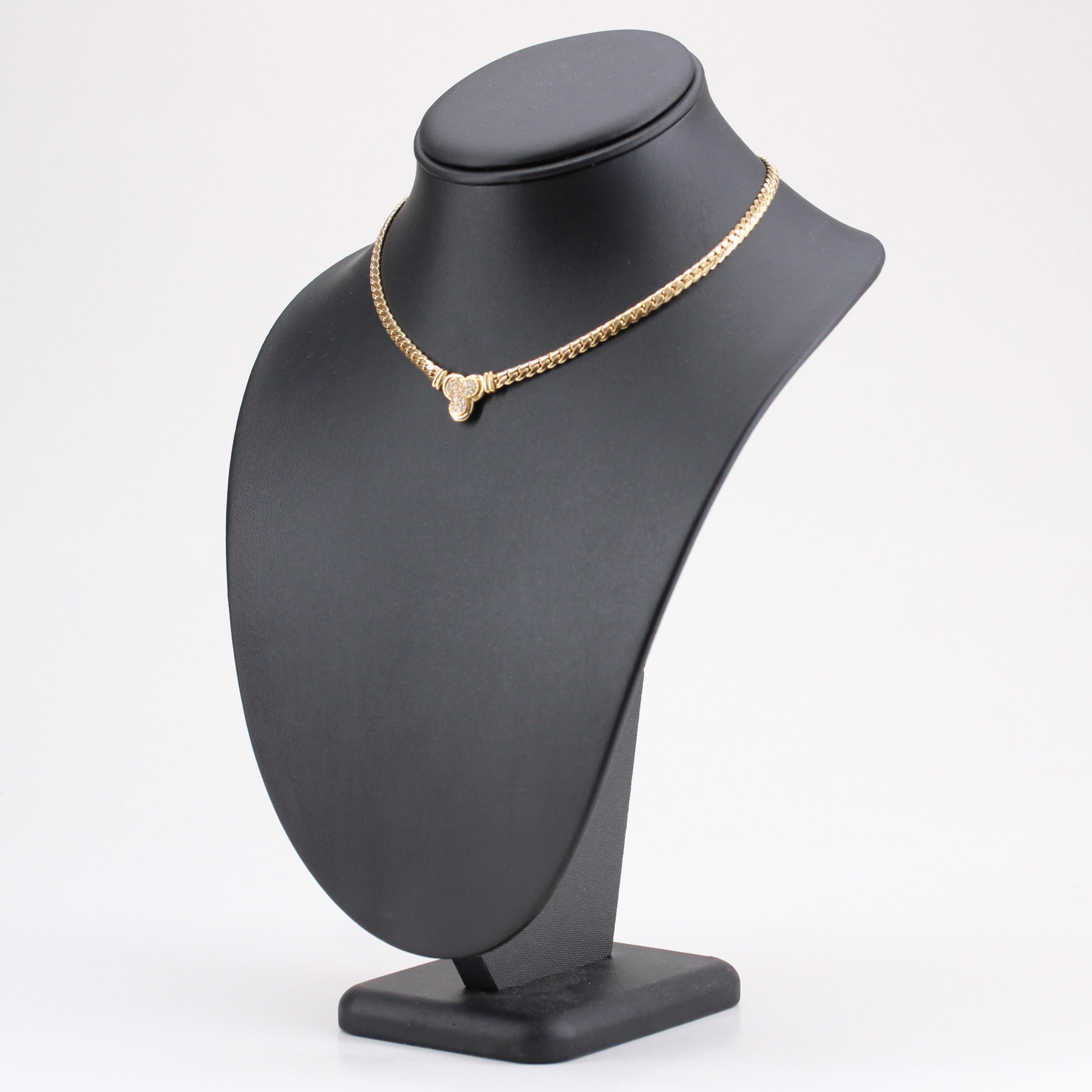 Collier trèfle en or jaune 18 carats avec diamants modernes français en vente 2