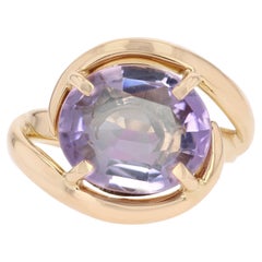 Modern Second-Hand Amethyst 18 Karat Yellow Gold Swirl Ring