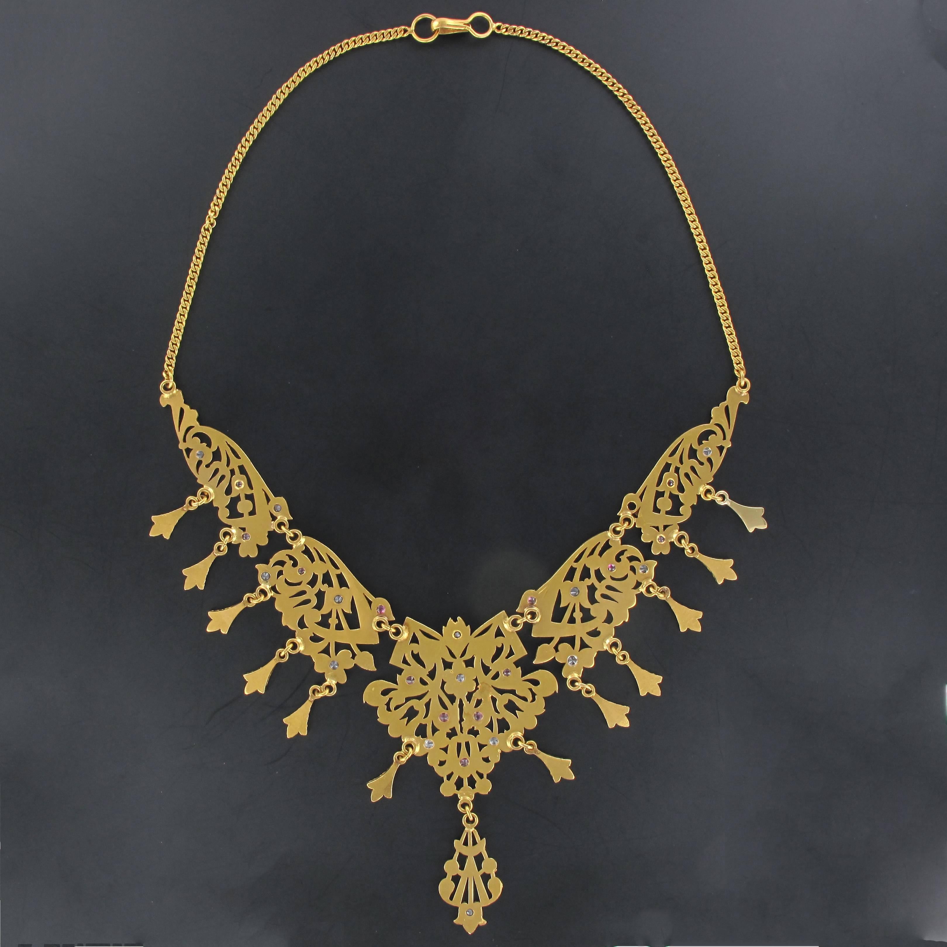 Rococo 1970s Oriental Yellow Gold Necklace