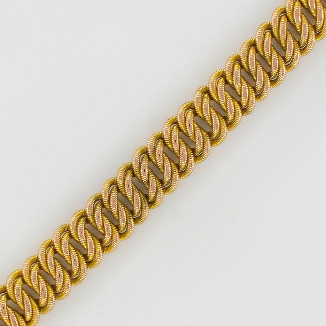 Women's 19th Century Rose Gold Textured Charm Bracelet