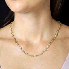 French 1960s 18 Karat Yellow Gold Filigree Chain Necklace