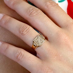French 20th Century 18 Karat Rose Gold Retro Initial Signet Ring