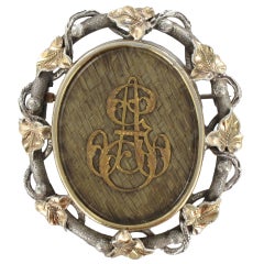 French 19th Century Gold Silver Hair Memory Brooch