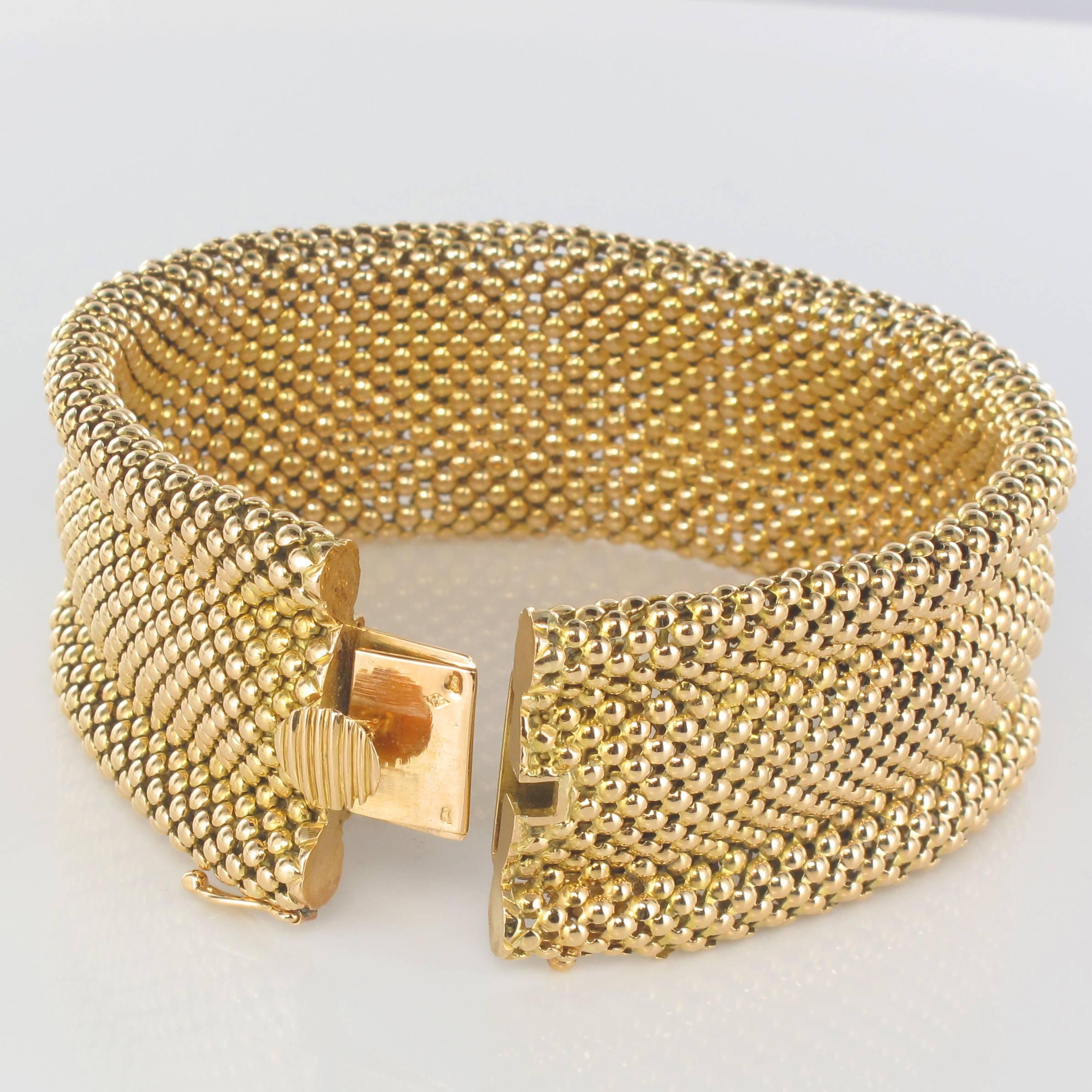 Women's 1960s French 18 Carat Yellow Gold Flexible Bracelet For Sale