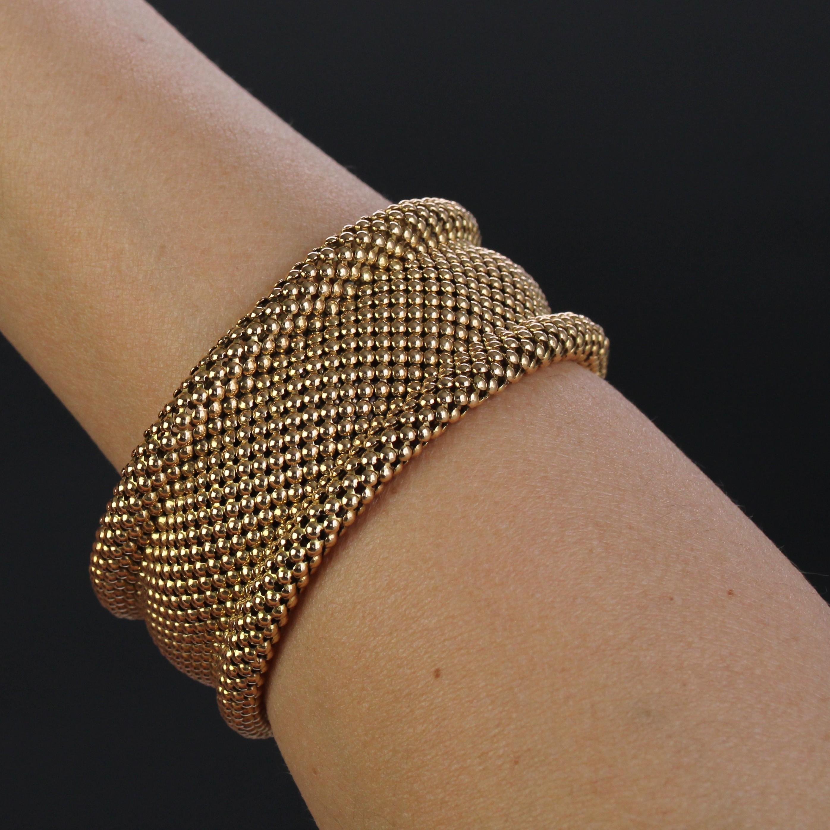Pulsera flexible francesa de oro amarillo de 18 quilates de los años 60 en venta 2