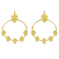 Italian Matte Vermeil Crystal Mask Hoop Earrings