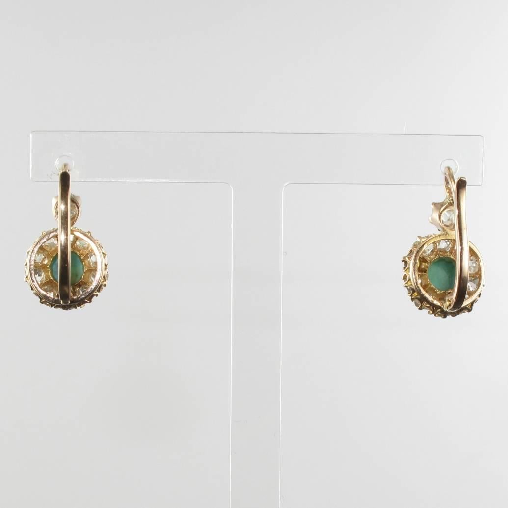 19th Century 2.20 Carat Diamond Natural Turquoise Drop Earrings 1