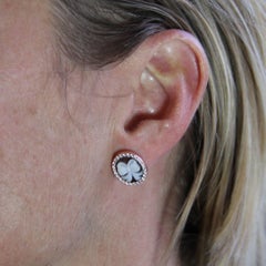 Italian Rose Vermeil Cameo Crystals Stud Earrings