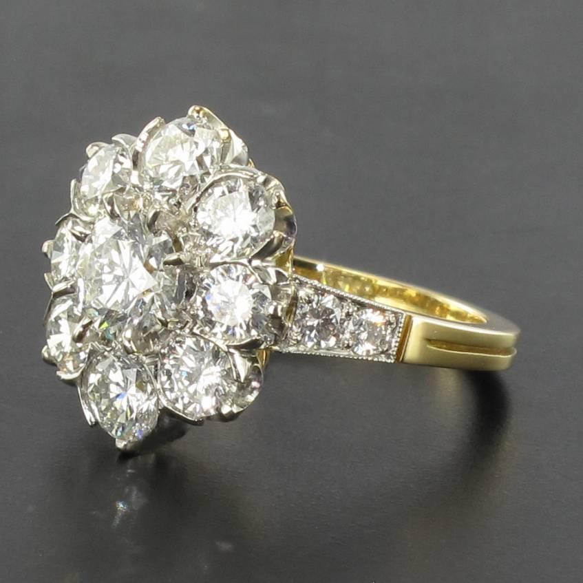 Antique Style French Diamond Daisy Cluster Engagement Ring 10