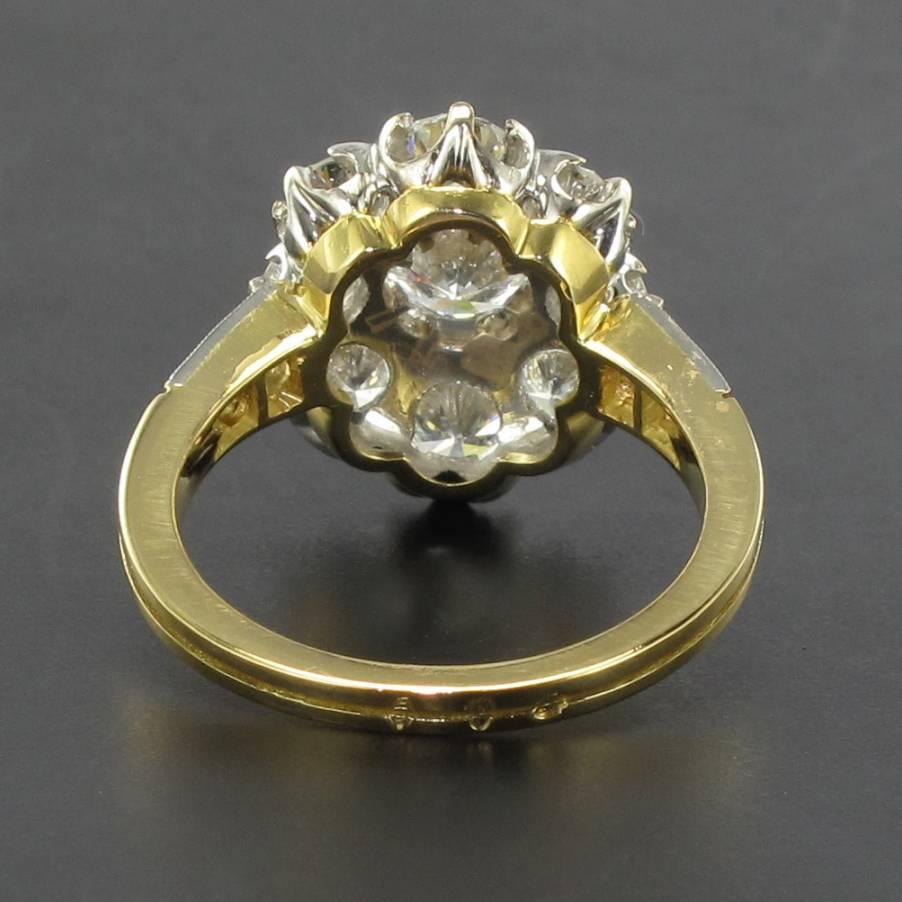 Antique Style French Diamond Daisy Cluster Engagement Ring 11