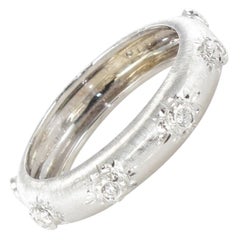 Modern Brushed 18 Carat White Gold Diamond Band Ring