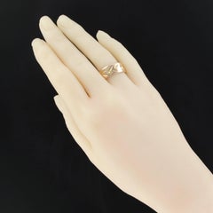 French Early 20th Antique 18 Karat Rose Gold Engraved Band Ring