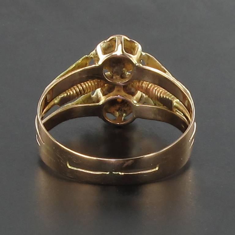 Women's 19th Century Rose and Green Gold Natural Pearl Ring