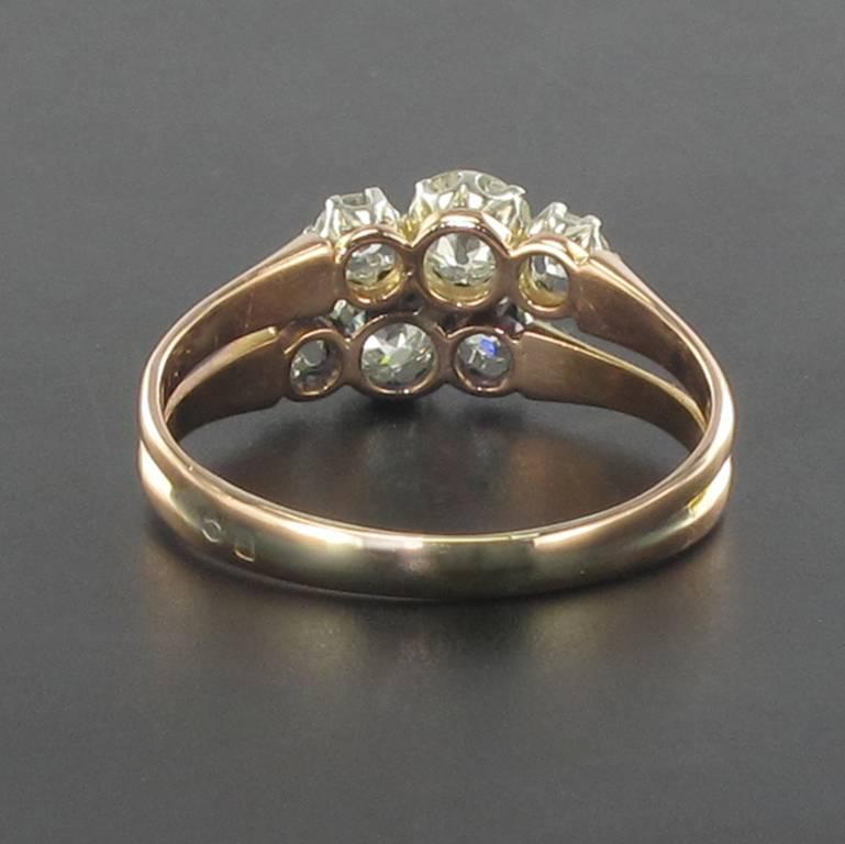 Women's 19th Century Platinum 18 Karats Rose Gold Diamond Ring