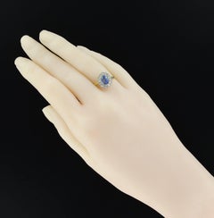 French 19th Century Sapphire Diamonds Cluster Ring