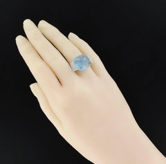 Neuer 11 Karat Zuckerhut Aquamarin Diamant Art Deco Ring mit Zuckerhut-Schliff