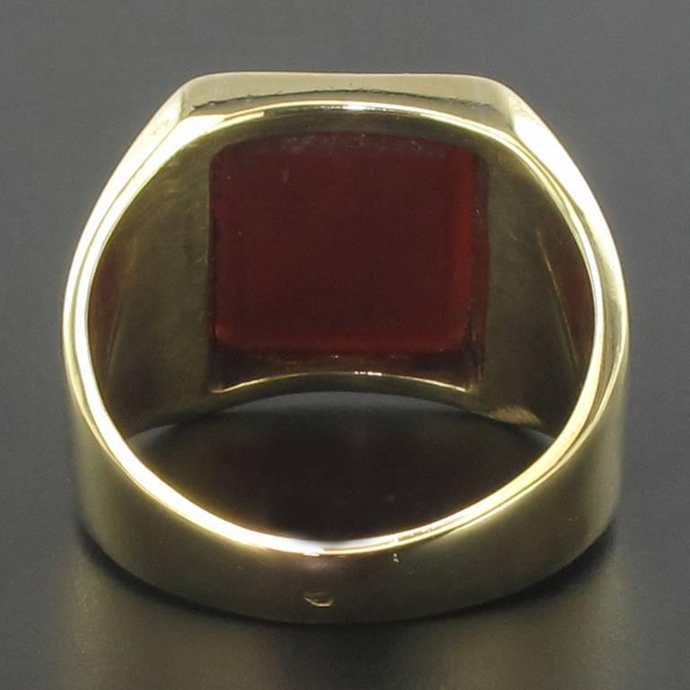 French 1900s Sardoine Yellow Gold Men's Signet Ring In Good Condition In Poitiers, FR