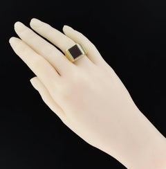 French 1900s Sardoine Yellow Gold Men's Signet Ring