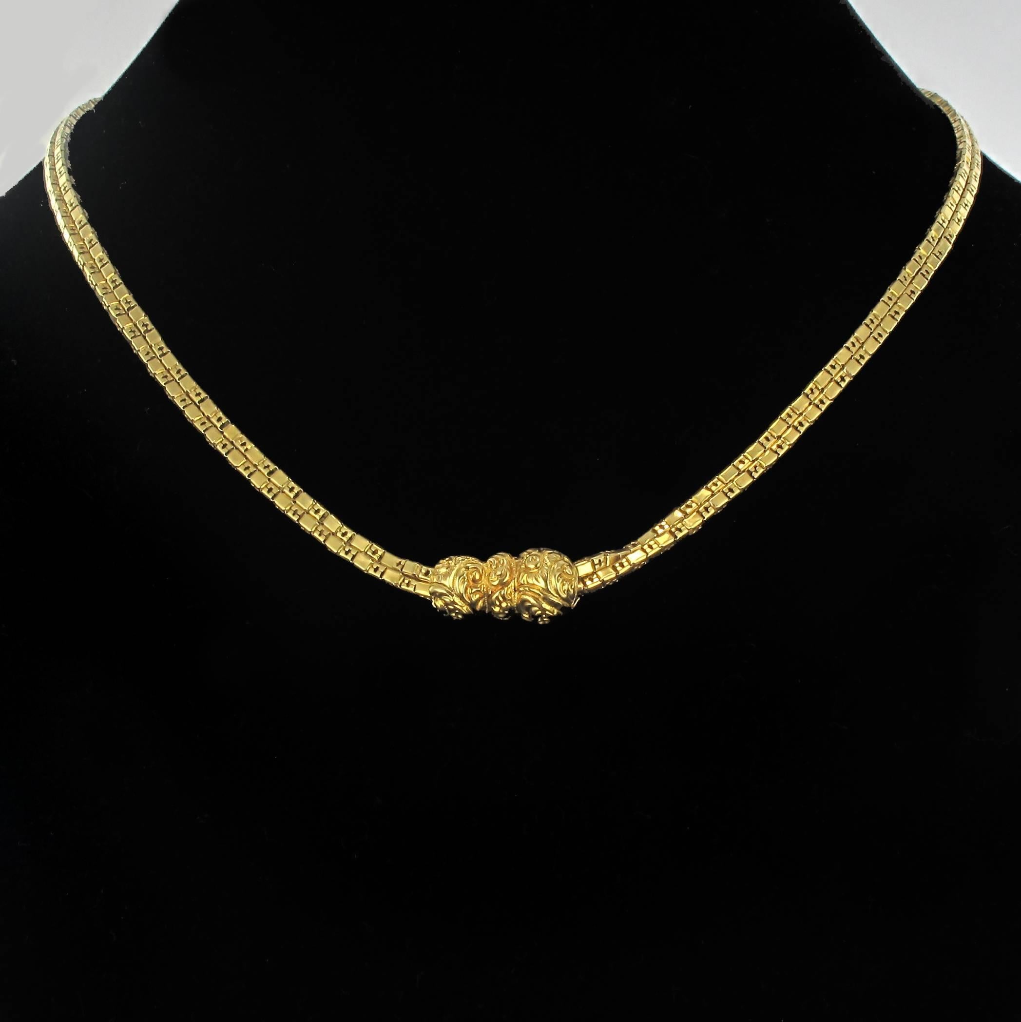 Napoleon III  French Napoleon 3 19th Century 18 Carat Yellow Gold Watch Chain Necklace