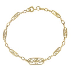 French 1960s Filigree Design 18 Karat Gold Chain Bracelet