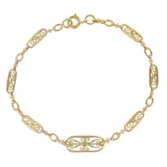 French 1960s Filigree Design 18 Karat Gold Chain Bracelet