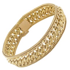 French 1970s 18 Karat Yellow Gold Flexible Bracelet