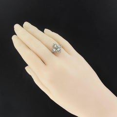 19th Century Antique Clover Shape Natural Pearl Diamonds Ring