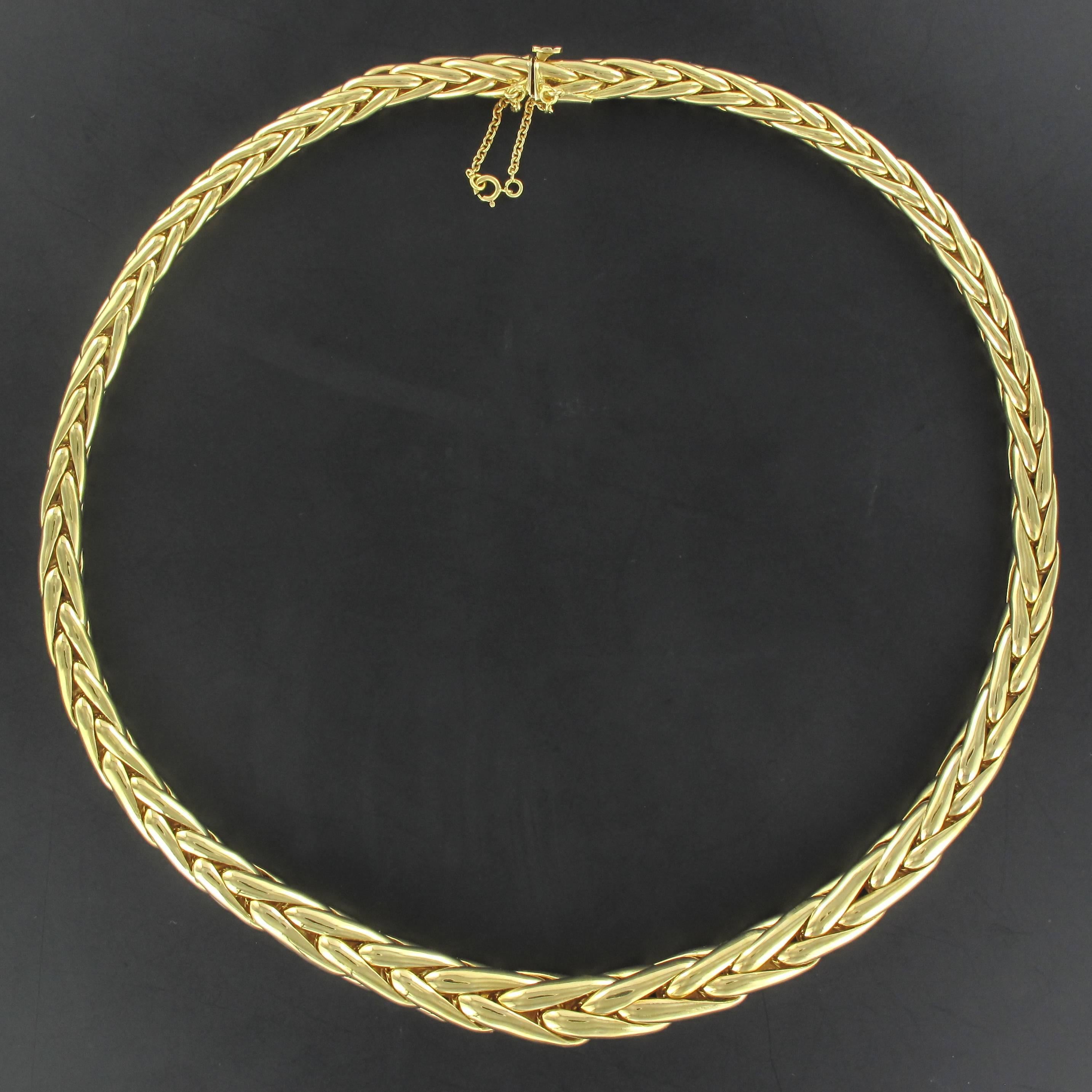 French Modern Palm Tree Chain 18 Karats Yellow Gold Necklace 1