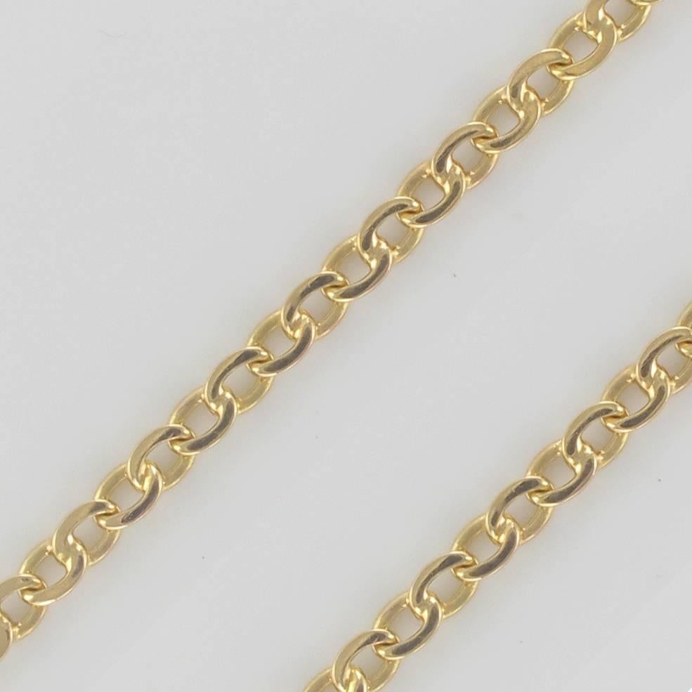 1900s 18 Karats Yellow Gold Pearls Chain Necklace 1
