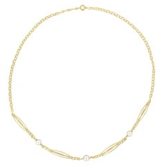 1900s 18 Karats Yellow Gold Pearls Chain Necklace