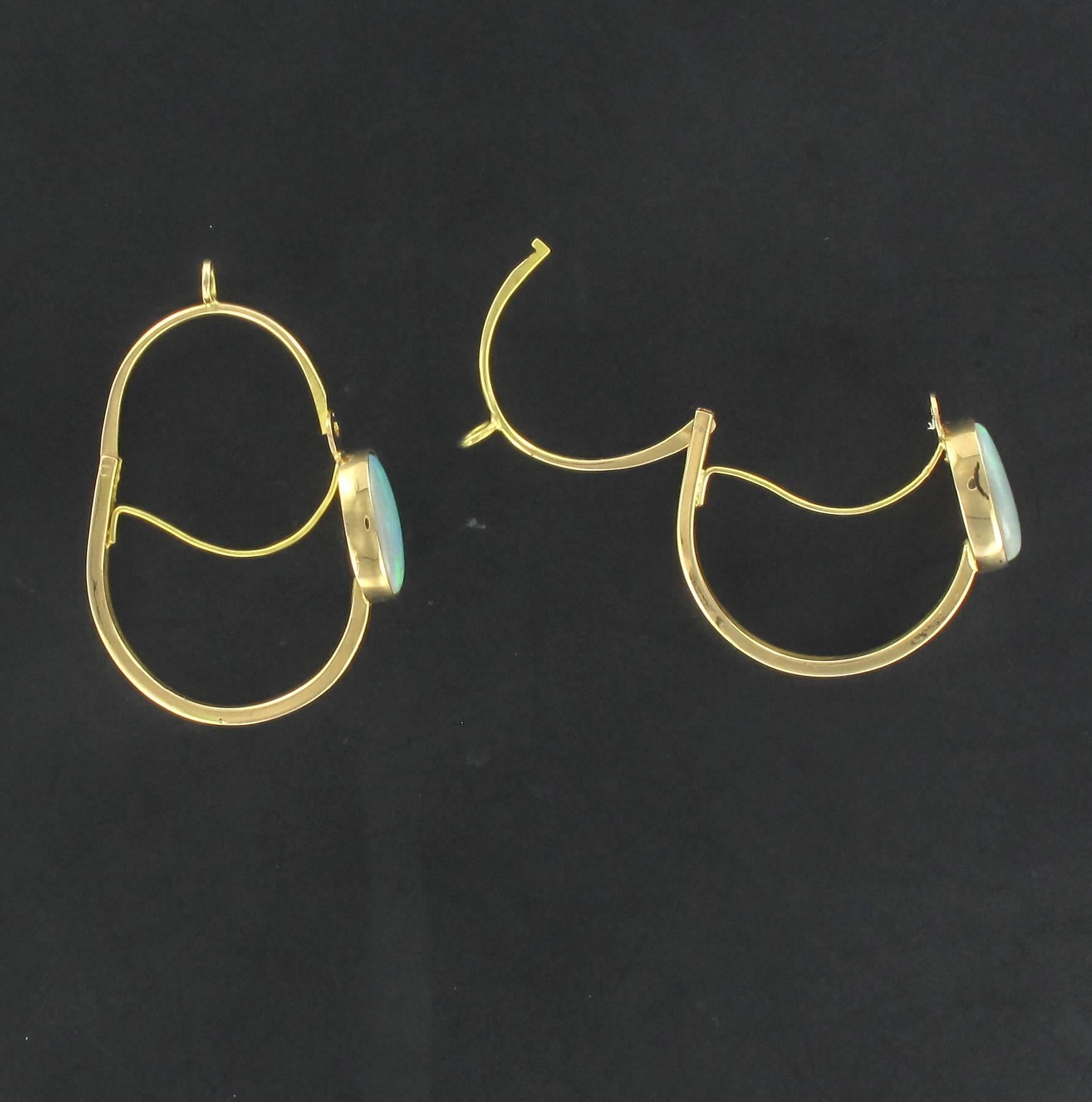 Baume 3.20 Carat Cabochon Opal Hoop Gold Earrings For Sale 8