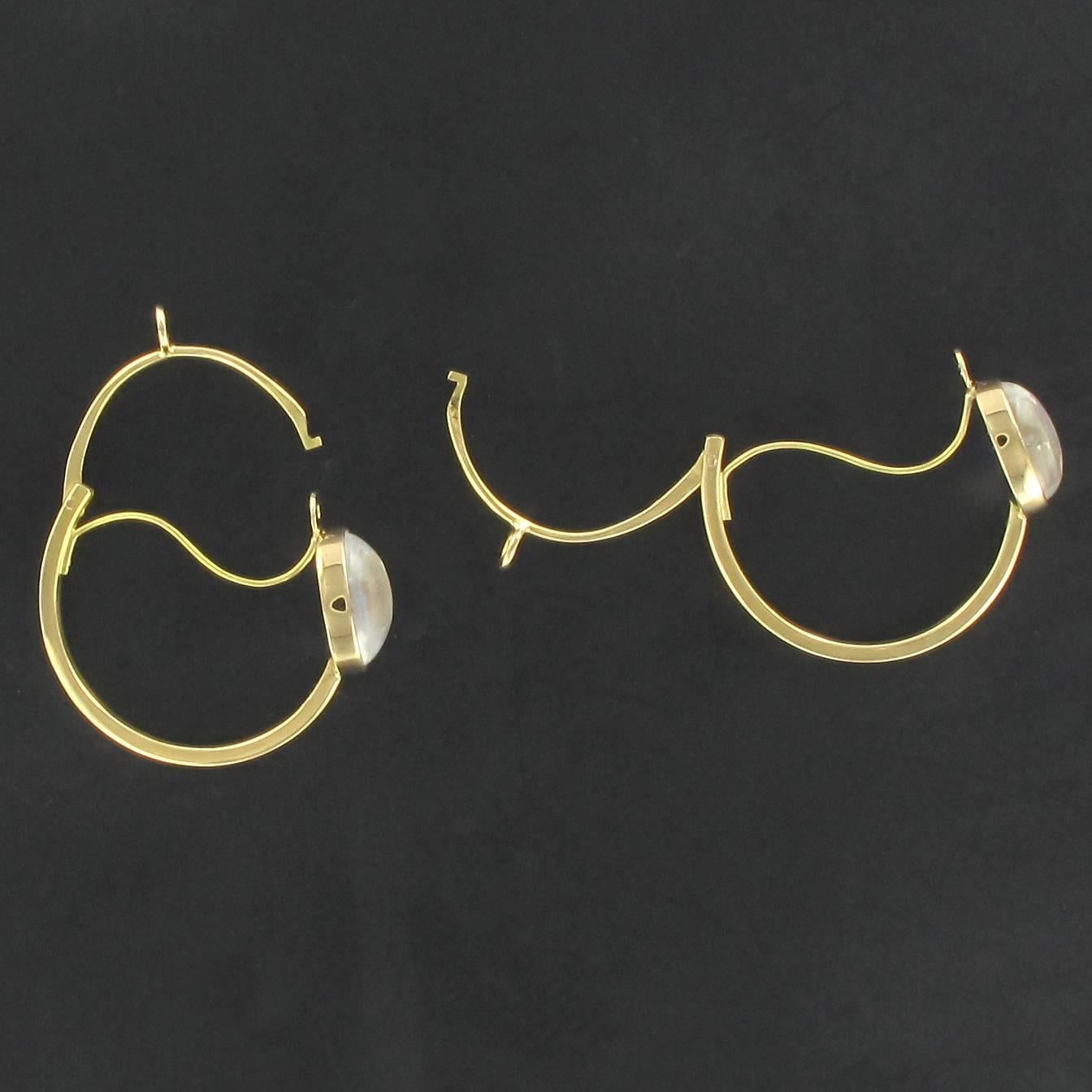 4.15 Carat Cabochon Moonstones Gold Hoop Earrings 7