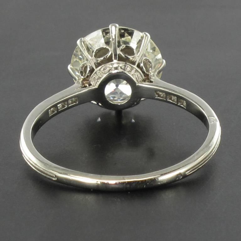 French 1920s 2.45 Carat Brilliant Cut Diamond Solitaire Platinum Ring 6