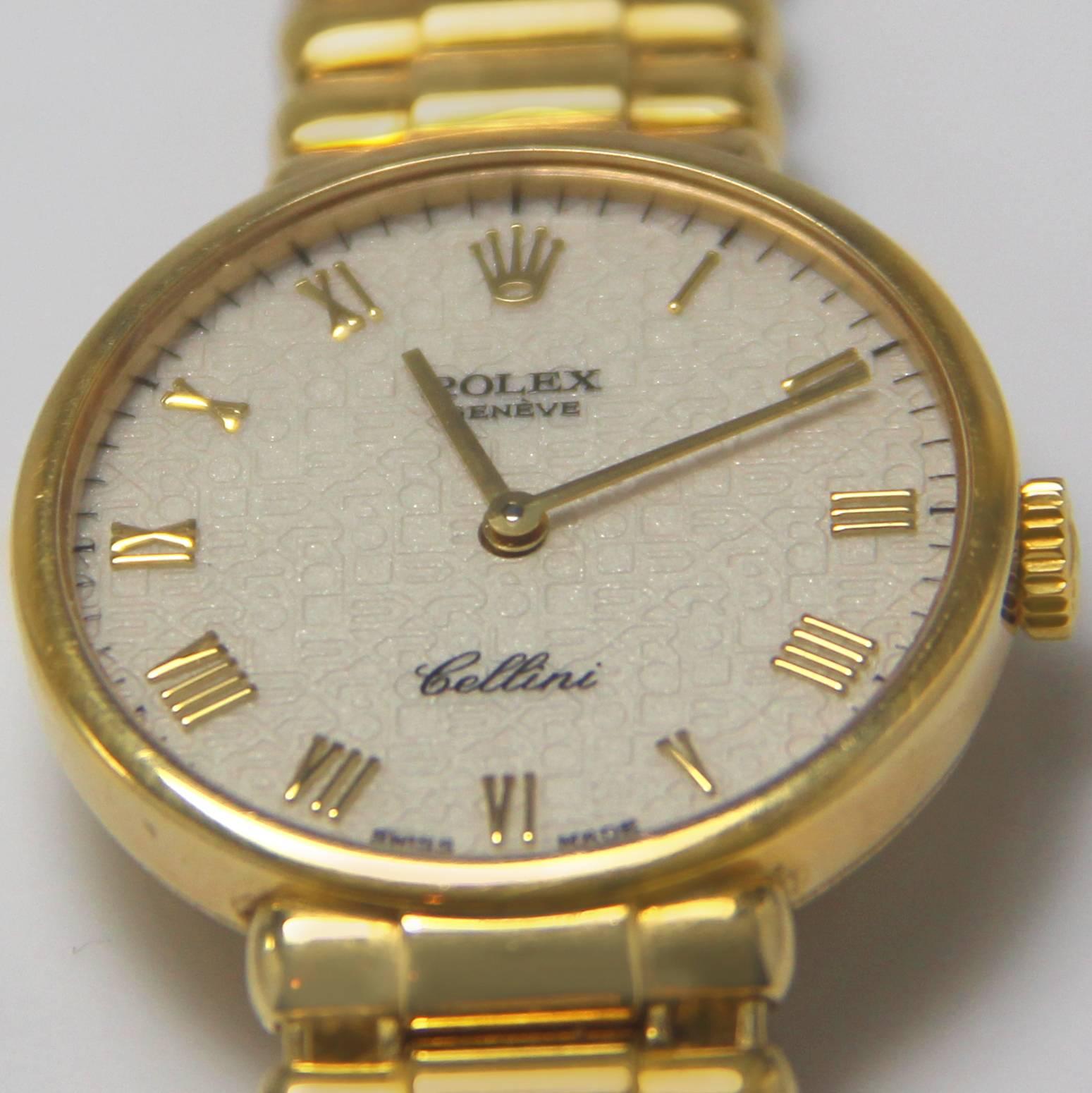 Rolex Ladies Yellow Gold Cellini Mechanical Wristwatch In Good Condition In Poitiers, FR