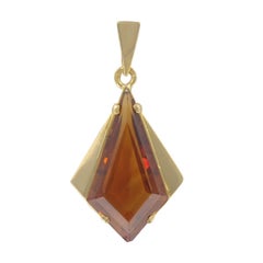 1970s French Retro Citrine 18 Karat Yellow Gold Pendant