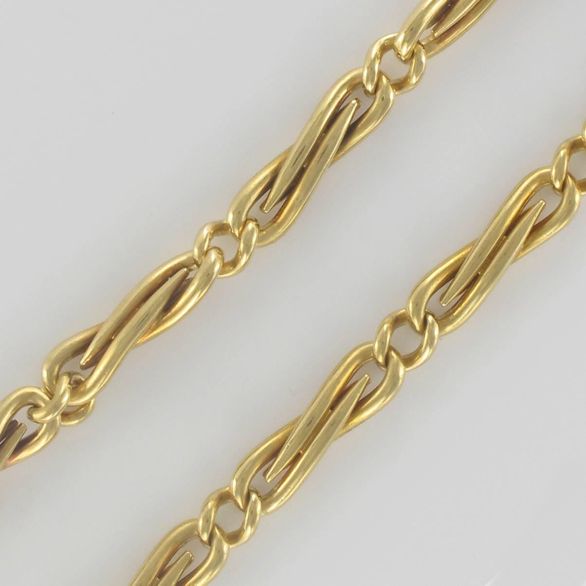 French Napoleon 3 1850s 18 Karat Yellow Gold Watch Chain Necklace In New Condition In Poitiers, FR