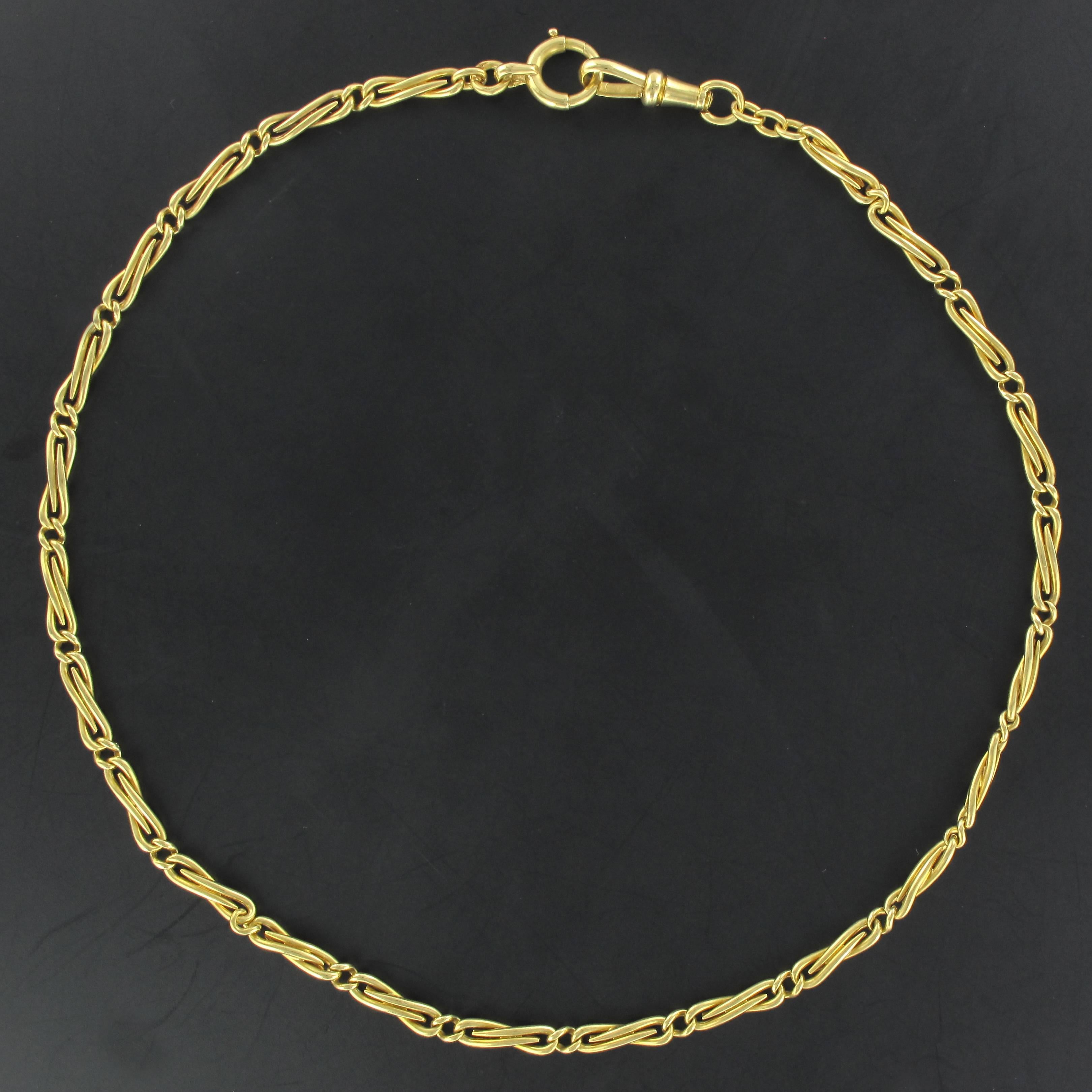 Napoleon III French Napoleon 3 1850s 18 Karat Yellow Gold Watch Chain Necklace