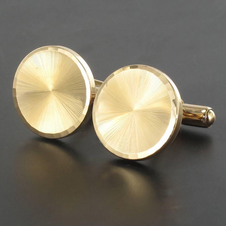 1960s French Retro 18 Karats Gold Cufflinks In Excellent Condition In Poitiers, FR