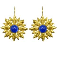Italian Blue Crystal Vermeil Drop Earrings