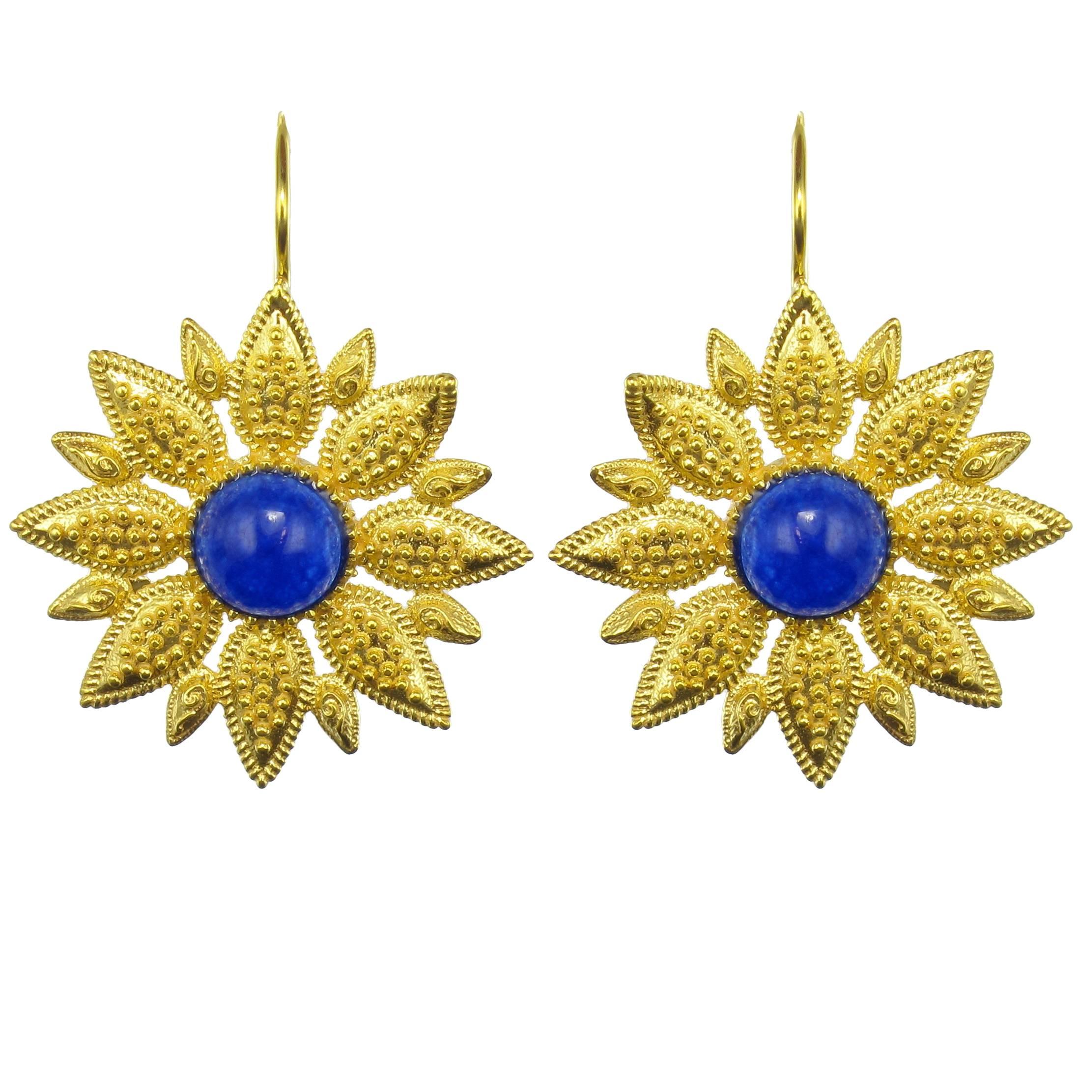 Italian Blue Crystal Vermeil Drop Earrings