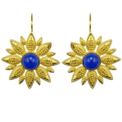 Italian Blue Crystal Vermeil Drop Earrings
