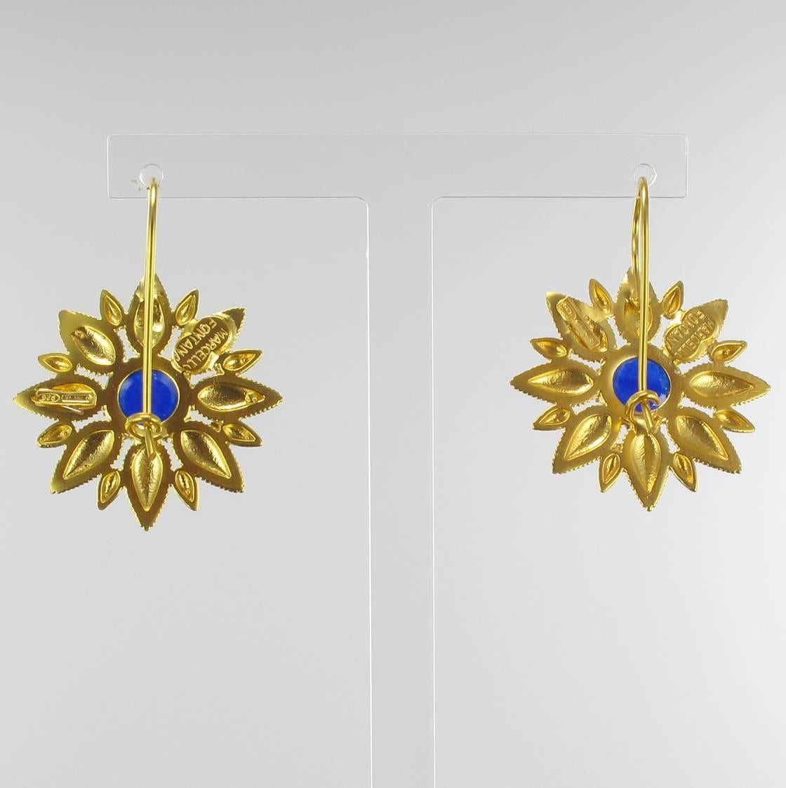 Women's Italian Blue Crystal Vermeil Drop Earrings