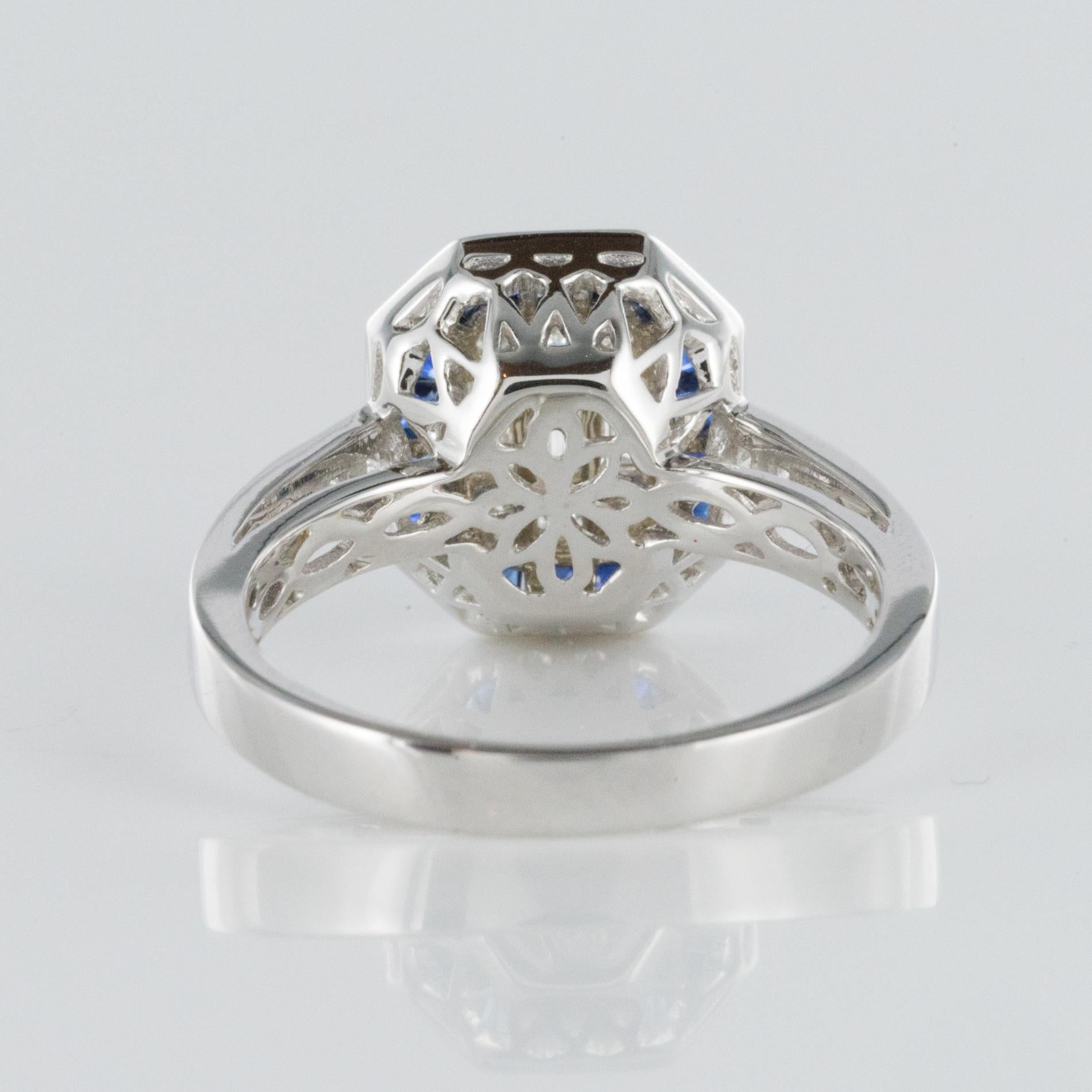 Art Deco Style Diamond Calibrated Sapphires Ring 1