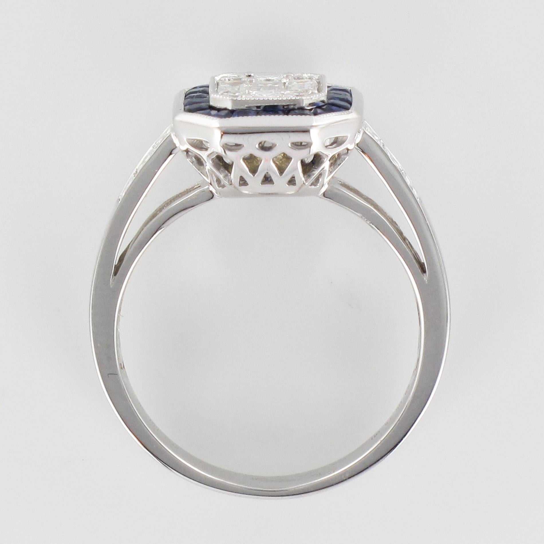 Art Deco Style Diamond Calibrated Sapphires Ring 6