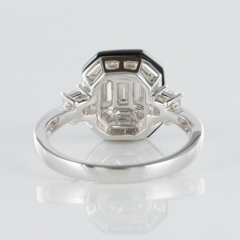 New Art Deco Style Baguette Diamond Black Agate Ring at 1stDibs | art