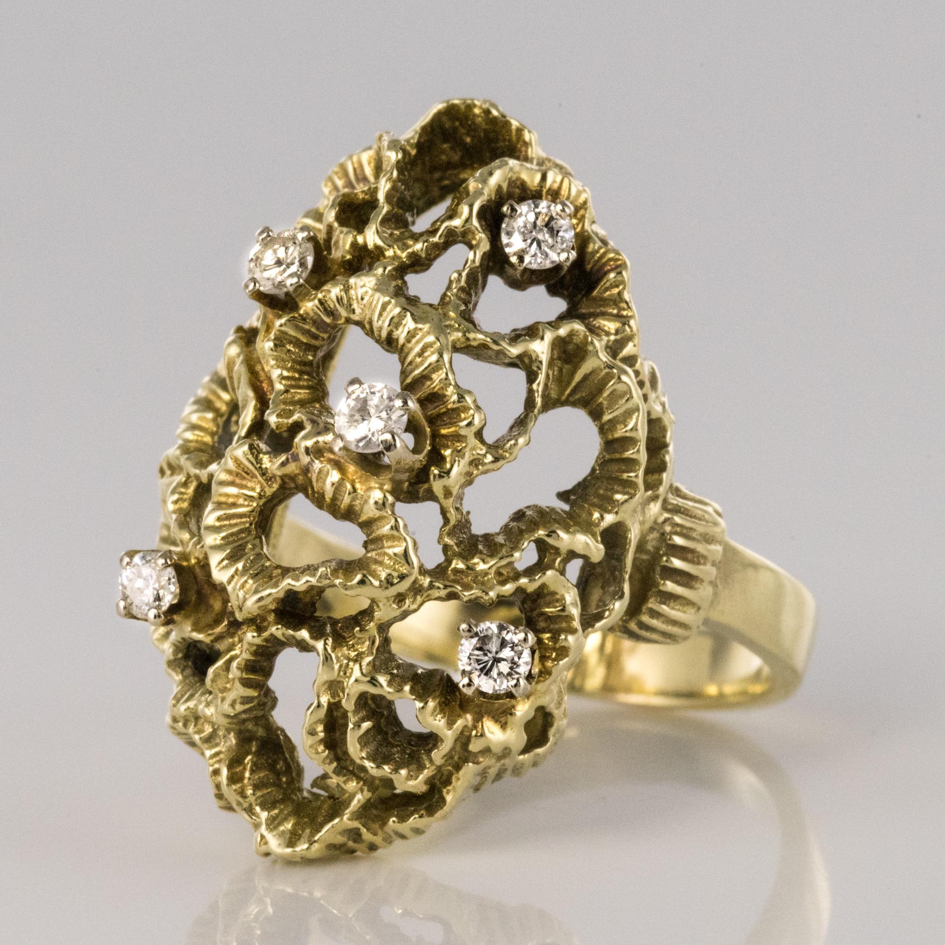 Retro 1960s Yellow Gold Diamond Arthur King Spirit Ring