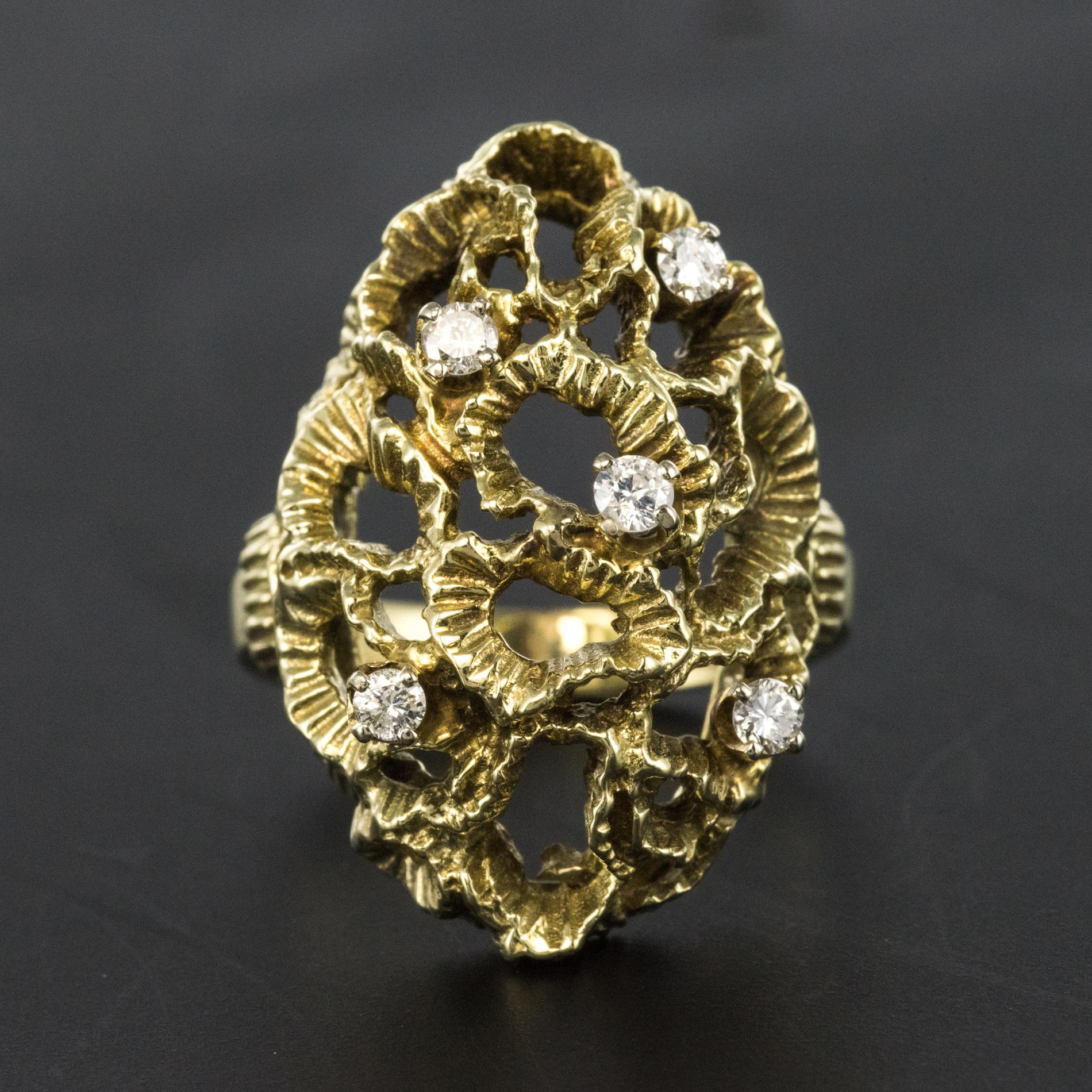 1960s Yellow Gold Diamond Arthur King Spirit Ring 3