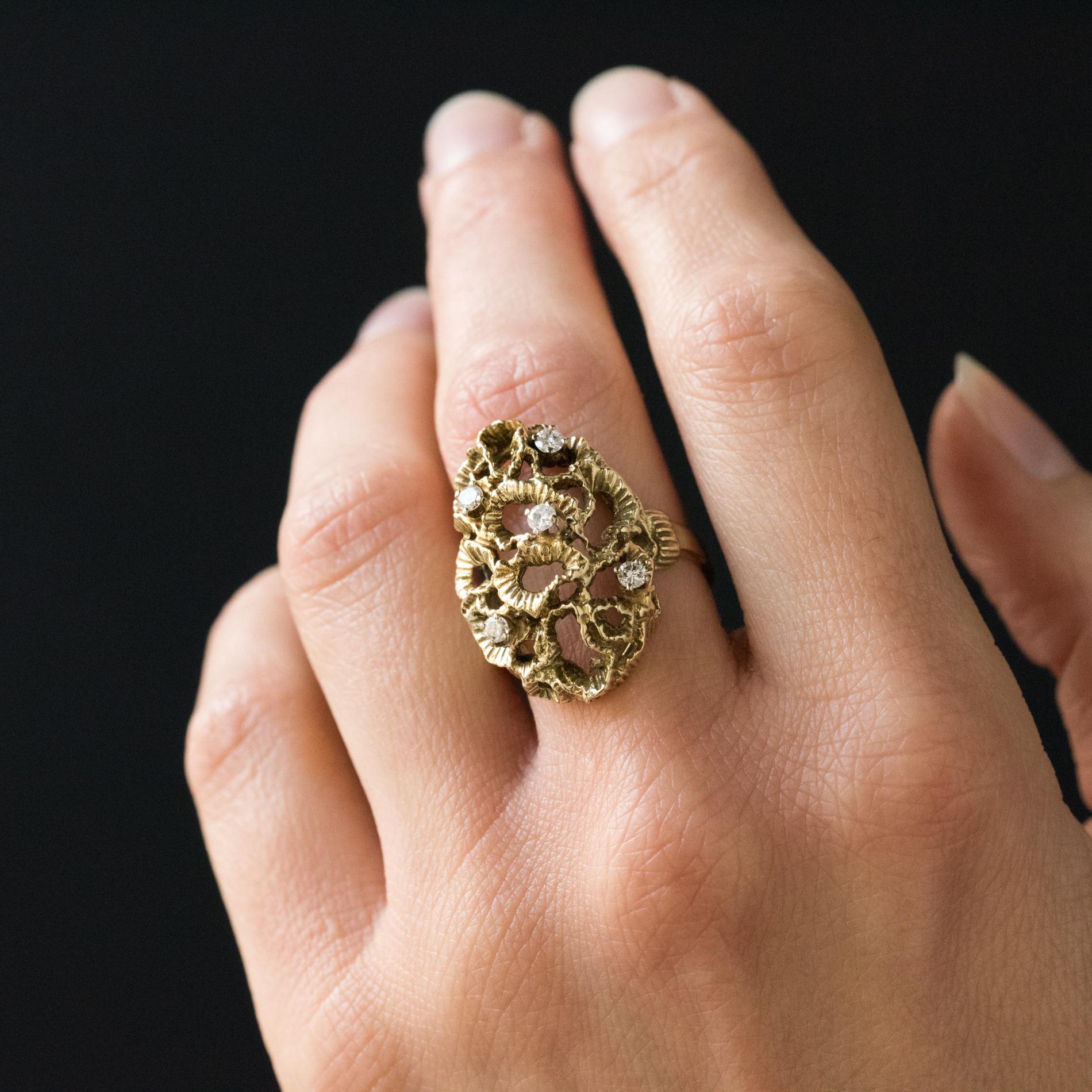 Women's 1960s Yellow Gold Diamond Arthur King Spirit Ring